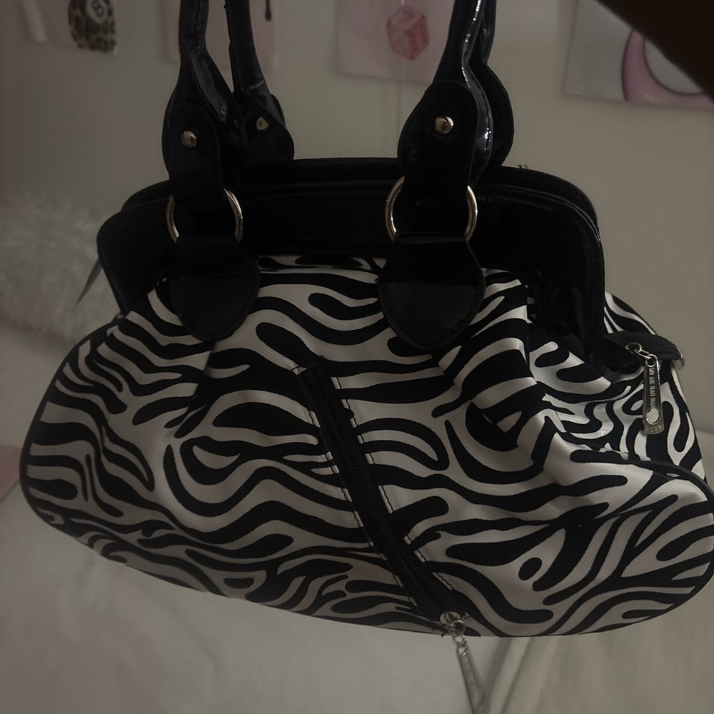 Zebra print bag and belt